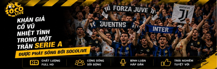 Khán giả cổ vũ nhiệt tình trong một trận Serie A được phát sóng bởi Socolive